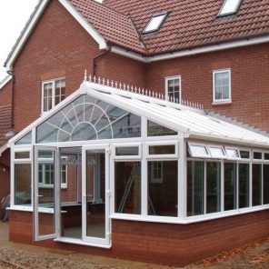 White Regency conservatory with upvc windows and doors