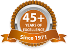 Our '45+ Years of Excellence' Rosette