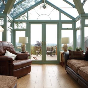 uPVC French doors in green