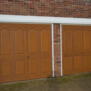 Golden oak garage doors