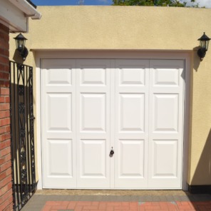 White steel up and over garage door